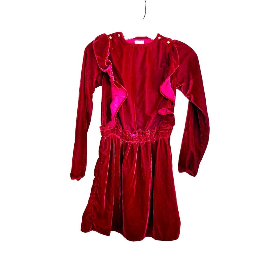 Louis Louise girls burgundy velvet long sleeve dress size 12